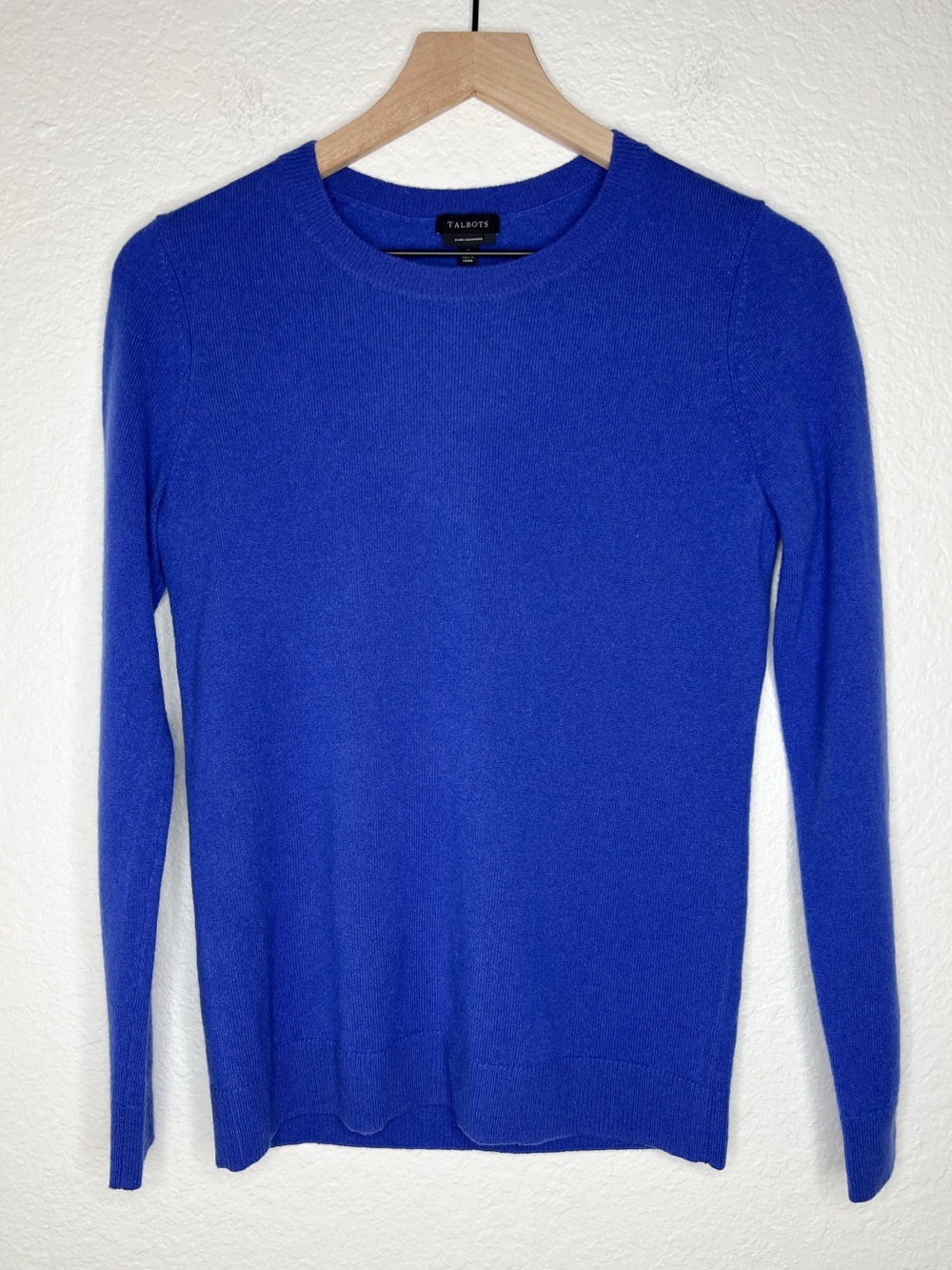 Talbots 100% Cashmere Crewneck Sweater Royal Blue size Small